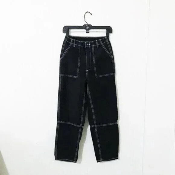 H&M Divided High Waist Tapered Leg Jeans Black 4 - Picture 1 of 10